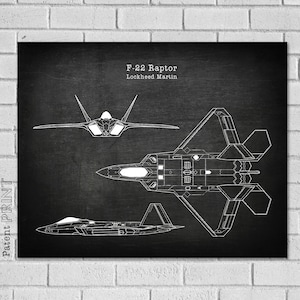 F-22 Airplane Decor - F22 Raptor Aircraft Decor - Raptor Plane Decor - Airplane Art - Airplane Print - Airplane Blueprint - Airplane VAF22