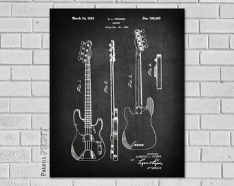 Bass Guitar Patent Print - Guitar Print - Guitar Art - Guitar Blueprint - Electric Guitar - Patent - Guitar Print - Patent Print MG062