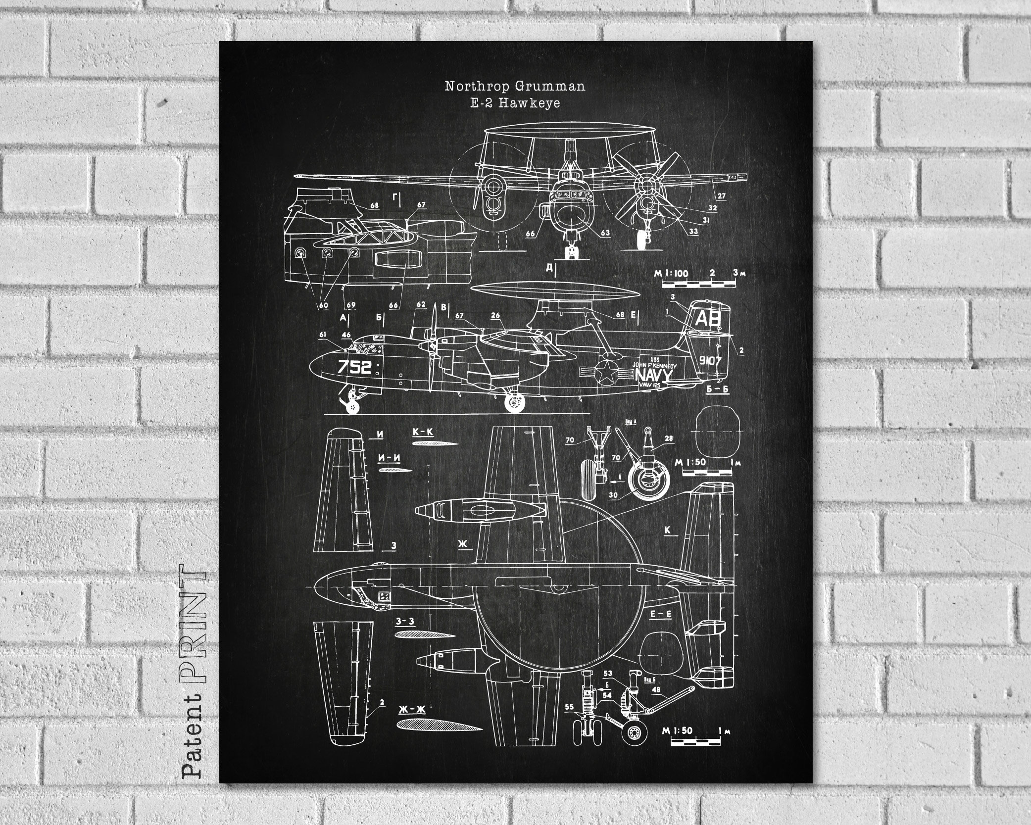 Northrop Grumman E-2 Hawkeye Diagram - Airplane Patent Military Decor Us Navy Print E2 Twin-Turboprop Aircraft Vae2