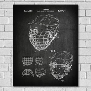 Ice Hockey - Hockey Helmet Patent Print - Ice Hockey Face Mask - Martinitz Face Mask - Ice Hockey Patent - Hockey Art - Ice Hockey SH347