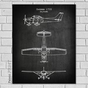 172S Skyhawk Aircraft - Airplane Blueprint - Aviation Gifts - Aviation Blueprint - Airplane Print - Plane - Airplane Gift - VAC172S