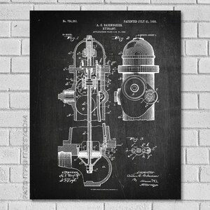 Fire Hydrant Patent Print - Firefighter Decor- Firefighter Art - Firefighter Gift - Patent Art - Historical Print - Patent Print CF251