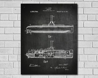 Submarine Print - Navy Submarine Poster - Submarine Wall Art - Submarine Decor Submarine Patent - Military Art -  PatentPrint VB744