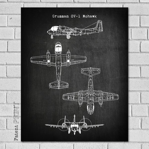 Airplane Decor - OV-1 Mohawk - Aircraft Decor - Plane Decor - Airplane Art - Grumman Airplane Print - Airplane Blueprint - Airplane Art