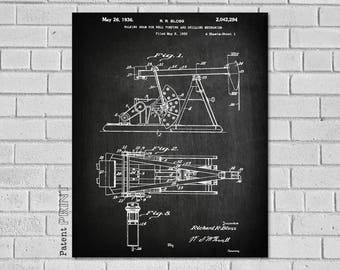 Oil Rig Decor, Oil Derrick, Oil Field Gift, Oil Pump Jack, Oil Field Decor, Oil Rig Art, Oil Rig Print,Oil Rig Blueprint,Oil Rig Gifts,CO294