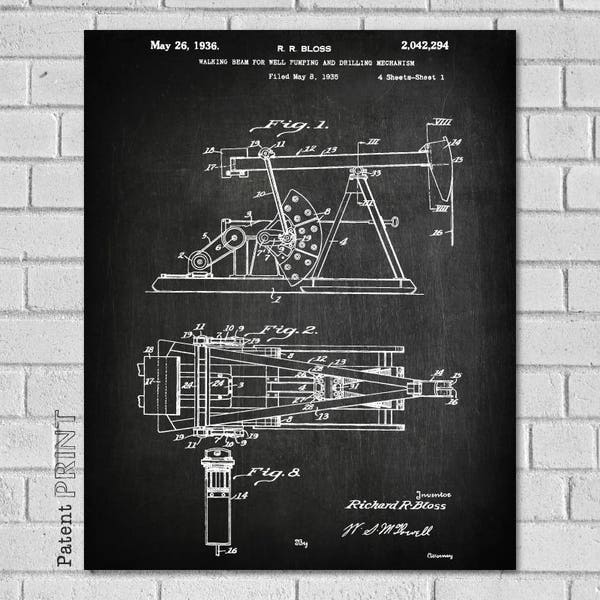 Oil Rig Decor, Oil Derrick, Oil Field Gift, Oil Pump Jack, Oil Field Decor, Oil Rig Art, Oil Rig Print,Oil Rig Blueprint,Oil Rig Gifts,CO294