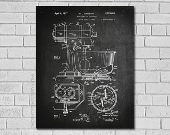 Kitchen Art - Kitchen Poster - Kitchen Patent - Home Decor - Vintage Kitchen Poster - Kitchen Mixer - Cook Print - Patent Print HK851