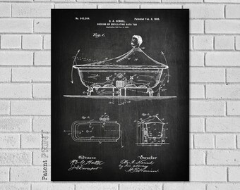 Vintage Bath Tub Print - Bath tub  Bathroom Decor - Old Bath Decor - 1900 Bathroom Wall Art - Bathroom Poster - Bathroom - Patent HB094