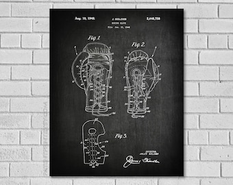 May include: Black and white patent drawing of a boxing glove design. The drawing shows three different views of the glove. The patent number is 2,446,758 and the date is August 10, 1948. The inventor is Jules Golomb.