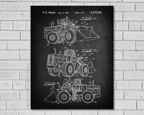 Loader Tractor Patent Loader Blueprint Loader Tractor Etsy
