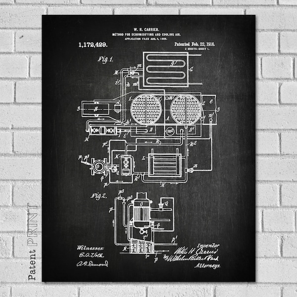 Air Conditioning Unit Patent - HVAC dehumidifying and cooling - Air Conditioning Patent - AC Air-conditioning system Blueprint HVAC - CP429