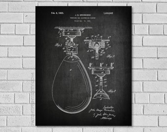 Boxing Patent - Boxing Bag Poster - Boxing Blueprint - Sparring - Boxing Decor - Boxing Wall Art - Historic Boxing - Patentprint SB542