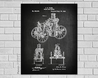 Firefighter Patent, Firefighter Decor, Firefighter Art, Firefighter Poster, Fire Truck Patent Print, Firefighter Gift, Fire Blueprint, CF379