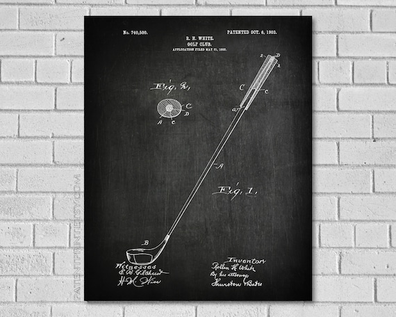 Golf Gifts for Dad - Golf Club Patent Print - Golf Club Patent - Golf Art - Golf Club Wall Art - White golf club-Golf Decor-Golf Print SG500