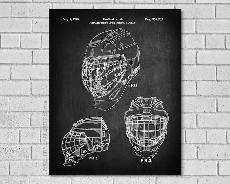 Goaltenders Hockey Mask - Hockey Decor - Hockey Helmet Patent - Hoshizaki Ice Hockey Patent - Ice Hockey Patent - Hockey Art - Hockey SH232 image 1