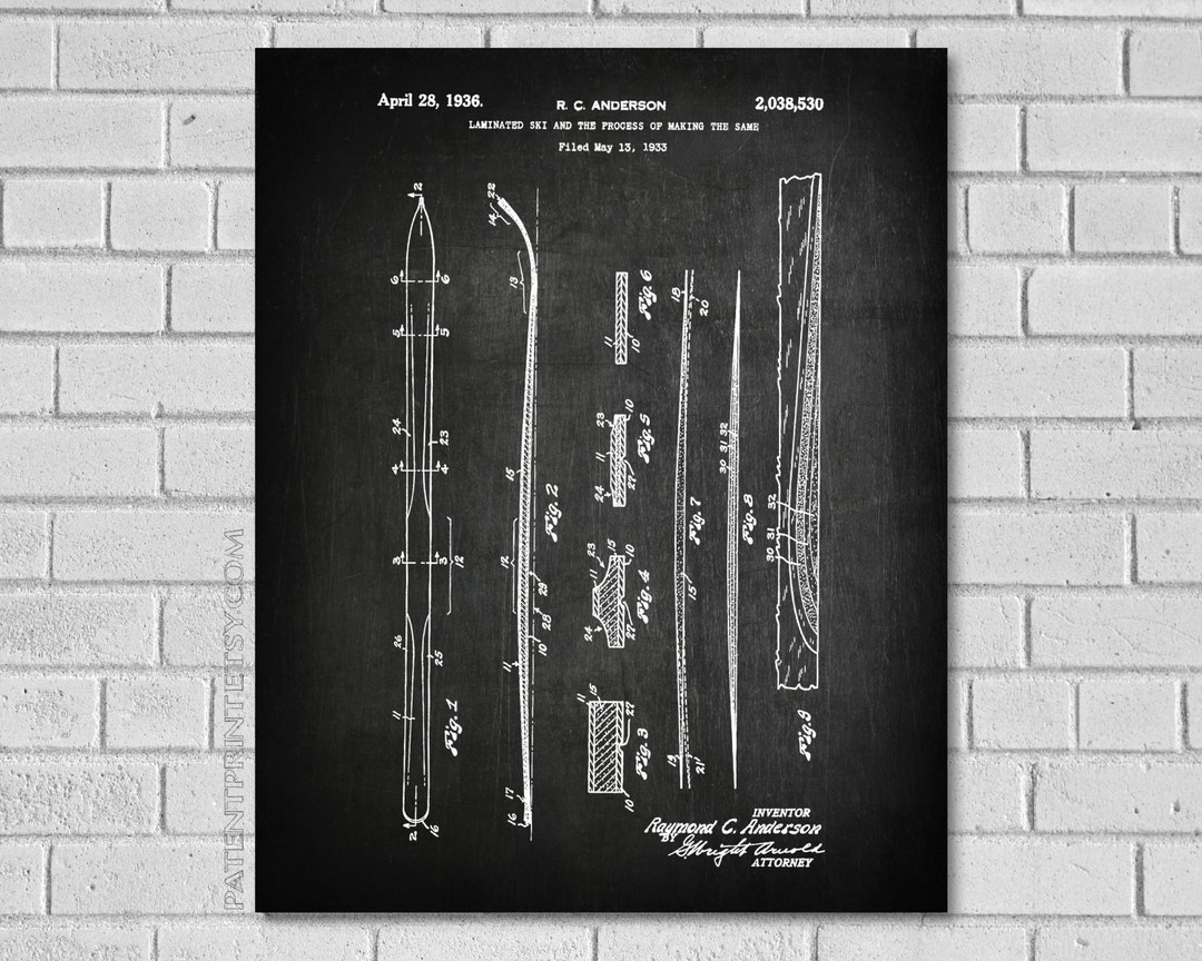 Ski Decor Ski Sign Ski Art Ski Wall Art Ski Poster Ski Patent Print Ski