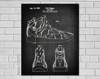 Basketball Shoe Art Patent - Air Jordan #7 Shoe Art -  Shoes - Jordan Basketball Shoes - Shoe  Decor - Print - Basketball Shoe Print - Shoe