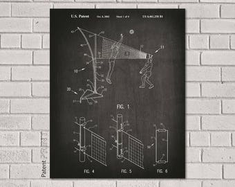 Volleyball Gifts, Volleyball Decor, Volleyball Wall Art, Volleyball Coach Gift, Volleyball Poster, Volleyball Diagram, Volleyball Net, SV258