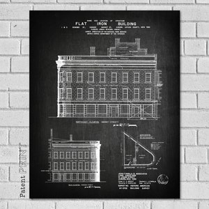 Flat Iron Building,Architect Gift, Auburn New York Building Blueprint,Building Print,Building Wall Art,Building Poster,Building Decor,CA702