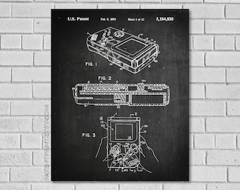 Handheld Video Game Patent - Gameboy Patent Print - Video Game Patent - Game Boy Patent - Game Poster - Video Game Art - Game Decor EG830