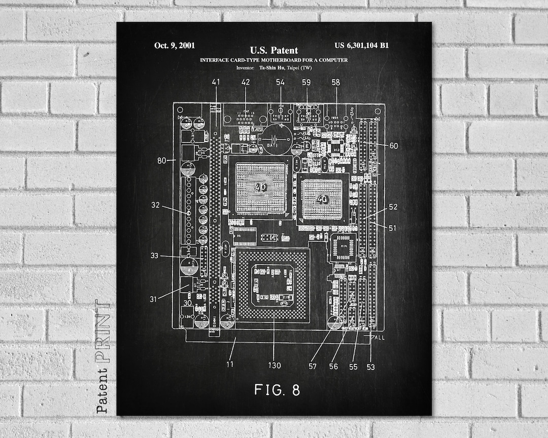 Computer Patnet Images Computer Mother Board - Computer Components Patent Print - Computer ...