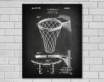 Basketball Goal Poster - Basketball Net Blueprint - Basketball Patent Print - Basketball Wall Art - Historic Basketball picture SB196