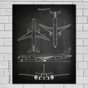 Boeing 777 Airplane Decor - Aircraft Decor - Plane Decor - Airplane Art - Airplane Print - Airplane Blueprint - Airplane Art VA777 image 1