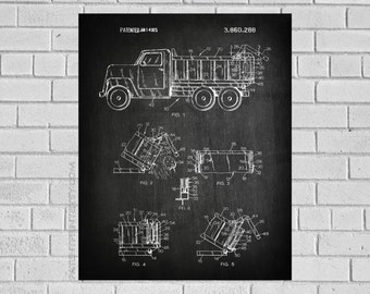 Dump Truck Patent - Construction Truck  Decor - Dump Truck Poster - Dump Truck Patent Art - Dump Truck Blueprint - Boys Room Decor CC288