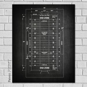 Football Field Diagram - Football Gifts - Football Patent - Field Art -Sports Decor -Football Field - High School Sport Football Decor SF000