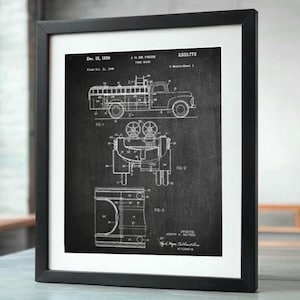 Fire Truck Patent Print - Firefighter Decor - Fireman Patent - Firefighter Patent - Firefighter Art - Historical Print - Patent Print CF772