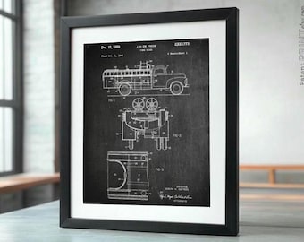 Fire Truck Patent Print - Firefighter Decor - Fireman Patent - Firefighter Patent - Firefighter Art - Historical Print - Patent Print CF772