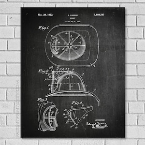 Fire Helmet Patent Print - Fireman Patent - Firefighter Patent - Firefighter Art - Firefighter Decor - Historical Print - Patent Print CF537