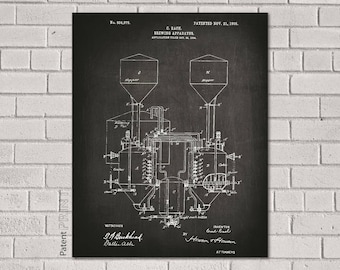 Home Brewer Gifts, Brewery Sign, Brewery Decor, Brewery Art, Brewery Prints, Brewery Poster, Beer Blueprint,Beer Lover Gift,Beer Gift, HB979