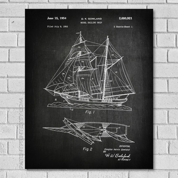 Sailing Ship Patent Print - Ship Patent - Toy Art - Ship Model Decor - Ship Print - Model Sailing Ship - Patent Print VB921