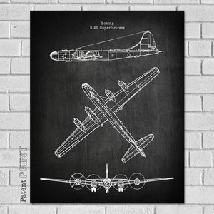 Boeing B-29 Superfortress Airplane Decor - B29 Art- Plane Decor - Airplane Art - Airplane Print - Airplane Blueprint - Airplane Art VAB29