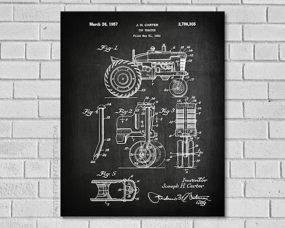 Tractor Sign - Tractor Decor - Vintage Tractor Art - Patent Art - Tractor Art - Farm Room Decor - Tractor Patent - Tractor Blueprint CA305