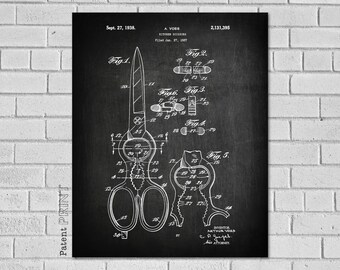 Scissors Patent Print, Kitchen Shears Scissors Poster, Kitchen Gifts, Kitchen Wall Decor, Home Decor, Scissor Art, Kitchen Art Print, HK395