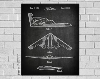 B-2 Stealth Bomber Northrop Grumman, Airplane Patent, Plane Art, Military Decor, Air Force Airplane, Military Fighter, Patent Print VA366