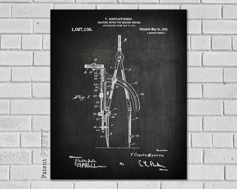 Engineering Patent Art Engineer Gift Architect Wall Decor Etsy