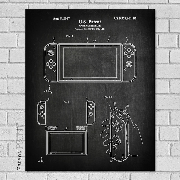 Video Game Switch Patent Print - handheld video game Patent - Switch Game Controller Patent - Game Poster - Video Game Art - EG601