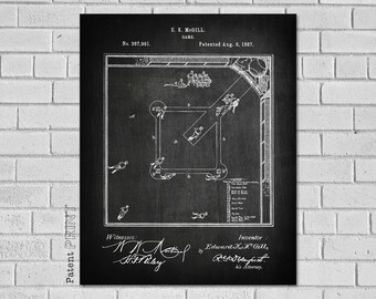 Baseball Game Patent Print - Baseball Decor - Baseball Wall Art - Baseball Poster - Baseball Field - Baseball diagram - Baseball SB991