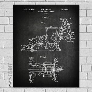 May include: Black and white line drawing of a tractor-loader backhoe patent. The patent number is 5,265,995 and the date is November 30, 1993. The drawing shows a side view of the backhoe with the arm extended.
