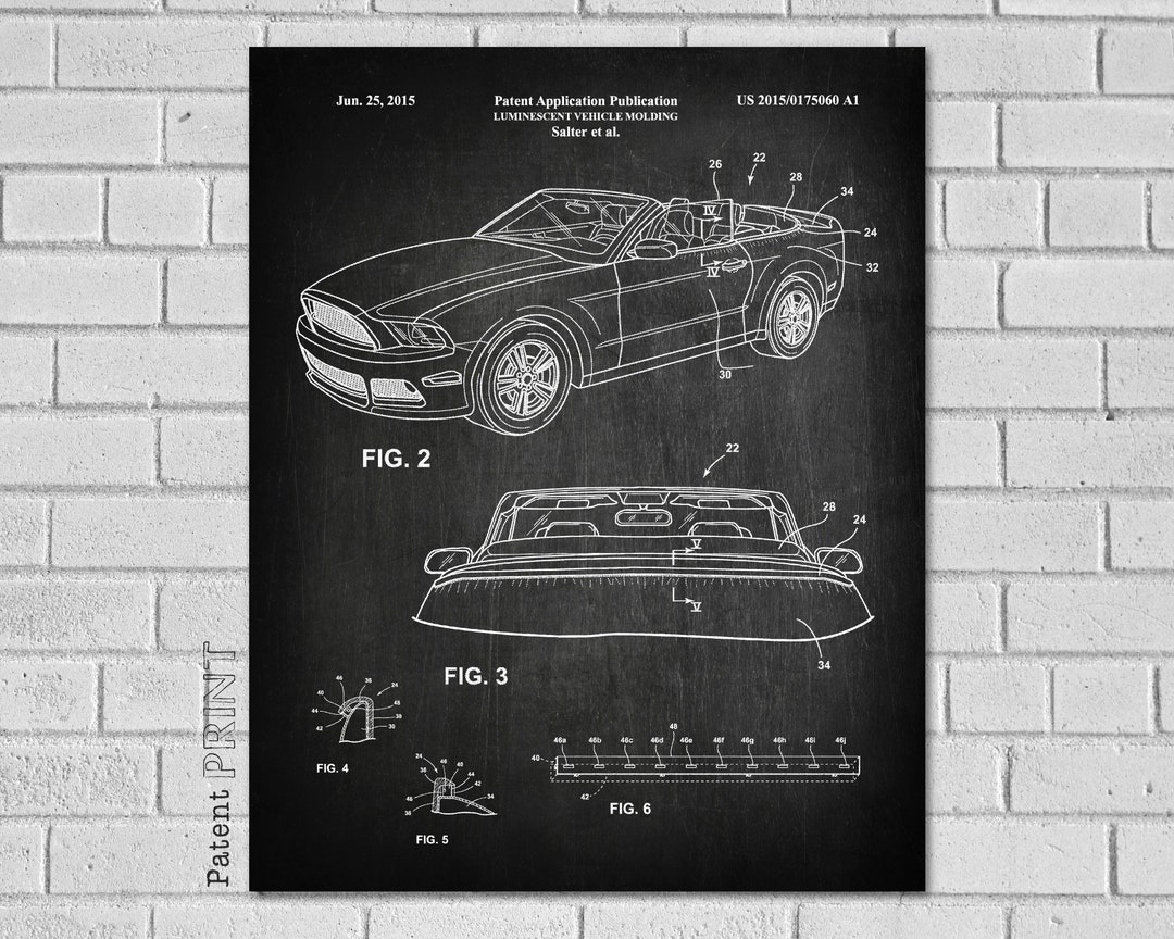 Mustang Patent Print - Mustang Gift - Car Decor - Mustang Art - Car ...