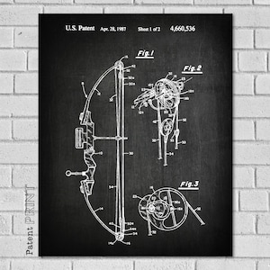 Archery Bow, Archery Gift, Archery Patent, Archery Print, Archery Poster, Archery Wall Decor, Archery Blueprint, Bow Arrow, Hunting,HH536