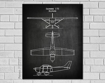 172 Skyhawk Aircraft - Airplane Blueprint - Aviation Gifts - Aviation Blueprint - Airplane Print - Plane - Airplane Gift - VAC172