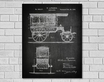 Vintage Ambulance Patent Print - Paramedic Gift - Emt Gifts - EMS Gifts - Ambulance Decor - Ambulance Ems Print - Ambulance EMT Patent CM517