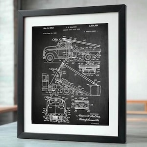 Dump truck Patent - Dump Truck blueprint -  Truck Decor - Truck Patent - Truck Art - Truck Diagram - Dump Truck Wall Art VT484