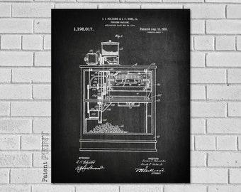 Popcorn Machine Print, Theatre Art, Movie, Theater Decor, Popcorn Decor, Movie Theater Poster, Vintage popcorn machine, Movie Art, HT017