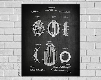 Military Decor - Military Art - Military Blueprint - Military Gifts - Military Poster, Grenade Art, Military Print, Grenade Print, CM434