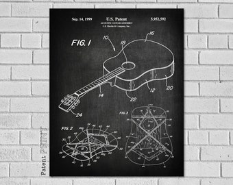 Acoustic Guitar - Guitar Decor - Guitar Wall Decor - Guitar Poster - Guitar Blueprint - Guitar Patent Print - Guitar Gifts - MG592